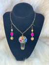 Multi-Colored Hot Air Balloon Pendent & Matching Earrings