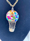 Multi-Colored Hot Air Balloon Pendent & Matching Earrings