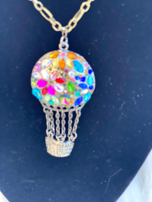 Multi-Colored Hot Air Balloon Pendent & Matching Earrings