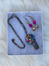 Multi-Colored Hot Air Balloon Pendent & Matching Earrings