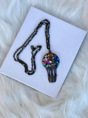 Multi-Colored Hot Air Balloon Pendent & Matching Earrings
