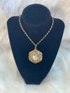 Gold Heart Scroll Pendent & Gold Scroll Earrings