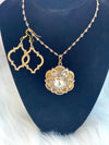 Gold Heart Scroll Pendent & Gold Scroll Earrings