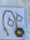 Gold Heart Scroll Pendent & Gold Scroll Earrings