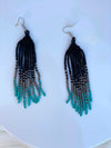 Turquoise, Black & Silver Beaded Earrings