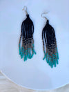 Turquoise, Black & Silver Beaded Earrings