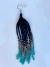 Turquoise, Black & Silver Beaded Earrings