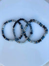 Three Beaded Multi-Colored Blue Bangle Bracelets & Anchor Earrings