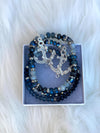 Three Beaded Multi-Colored Blue Bangle Bracelets & Anchor Earrings
