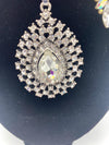 Silver Rhinestone Pendent & Matching Earrings