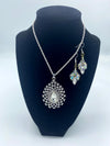 Silver Rhinestone Pendent & Matching Earrings