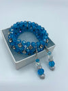 Turquoise Beaded Rhinestone Bracelet w/ Matching Earrings