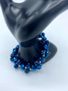 Sapphire Beaded Bracelet w/ Matching Rhinestone Anchor Earrings
