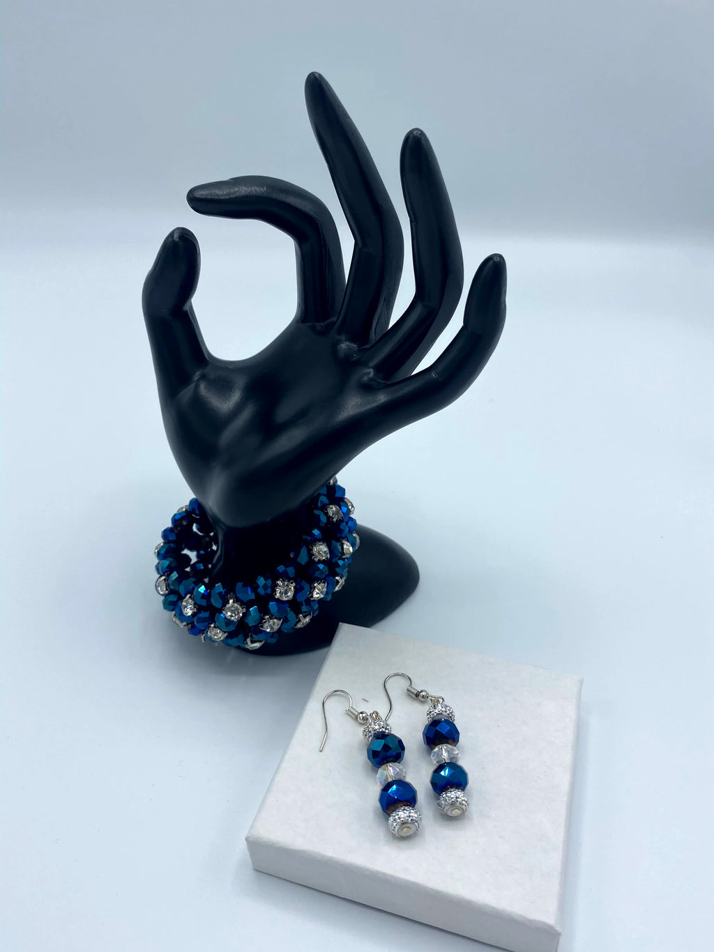 Sapphire Beaded Bracelet & Matching Sapphire Earrings