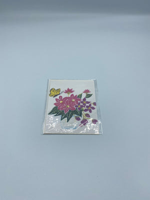 Pink Flowers & Yellow Butterfly Card