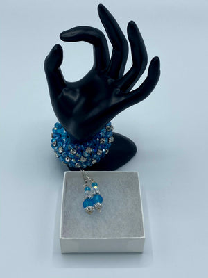 Periwinkle Rhinestone Bracelet & Matching Earrings