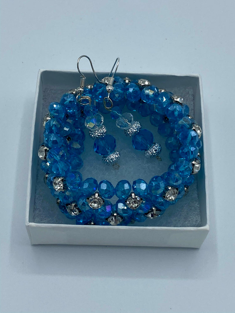 Periwinkle Rhinestone Bracelet & Matching Earrings