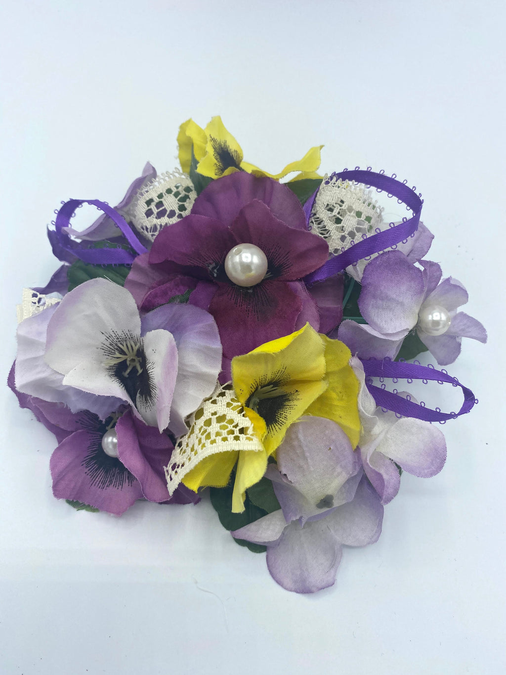 Dreamy Lavendar Gift Bag w/Flowers, Pearls & Lace Embellishment