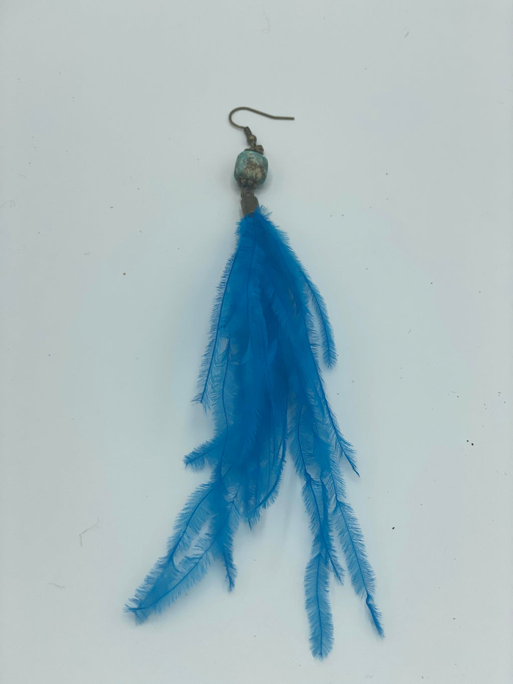 Turquoise Dangling Feather Earrings