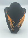 Orange Dangling Feather Earrings