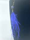 Sapphire Blue Dangling Feather Earrings