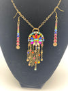 Multi-Colored Rhinestone Pendent & Earrings