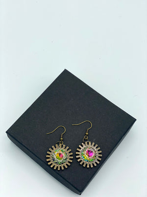 Gold Wire EarringsW/Austrian Metallic Stone