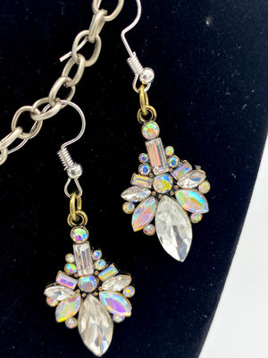 Silver Rhinestone Photo Pendent & Matching Rhinestone Earrings (Clearance)