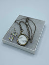 Silver Rhinestone Photo Pendent & Matching Rhinestone Earrings (Clearance)