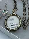 Silver Rhinestone Photo Pendent & Matching Rhinestone Earrings (Clearance)