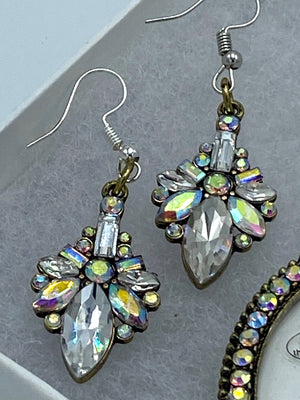 Silver Rhinestone Photo Pendent & Matching Rhinestone Earrings (Clearance)