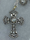 Silver Rhinestone Cross & Matching Rhinestone Earrings
