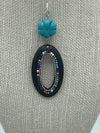Stunning Black & Turquoise Oval Beaded Dangly Earrings
