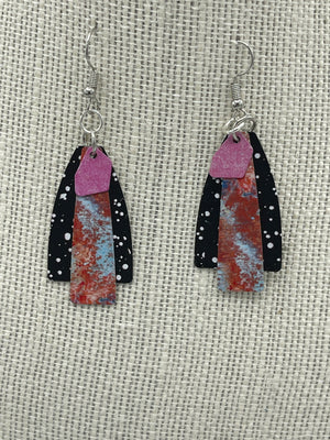 Multi-Colored Three Tier Metal Earrings