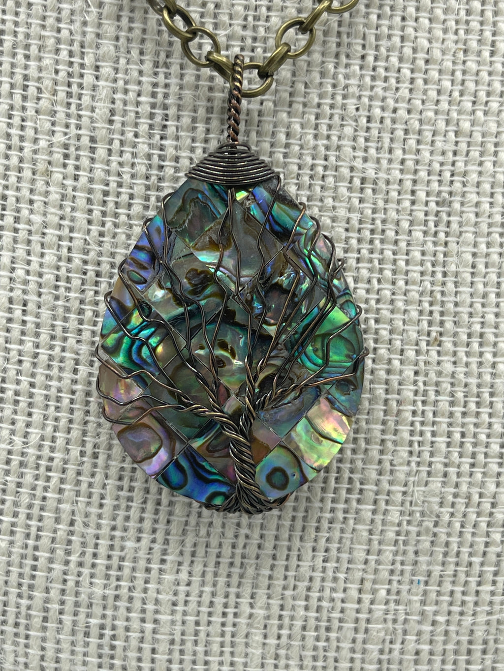 Antique Gold Blue & Purple Metallic Pendent & Matching Earrings