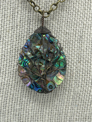 Antique Gold Blue & Purple Metallic Pendent & Matching Earrings