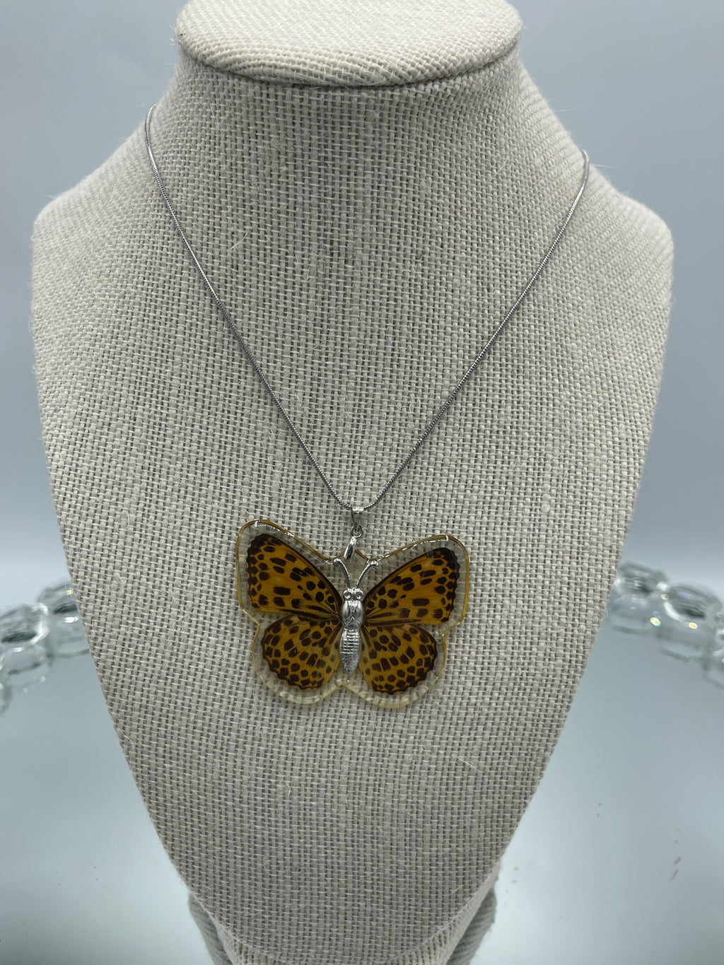 Real Butterfly Necklace & Earrings Encased in Resin (Clearance)