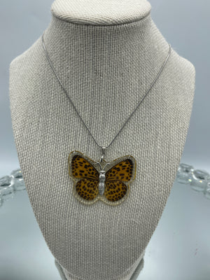 Real Butterfly Necklace & Earrings Encased in Resin (Clearance)