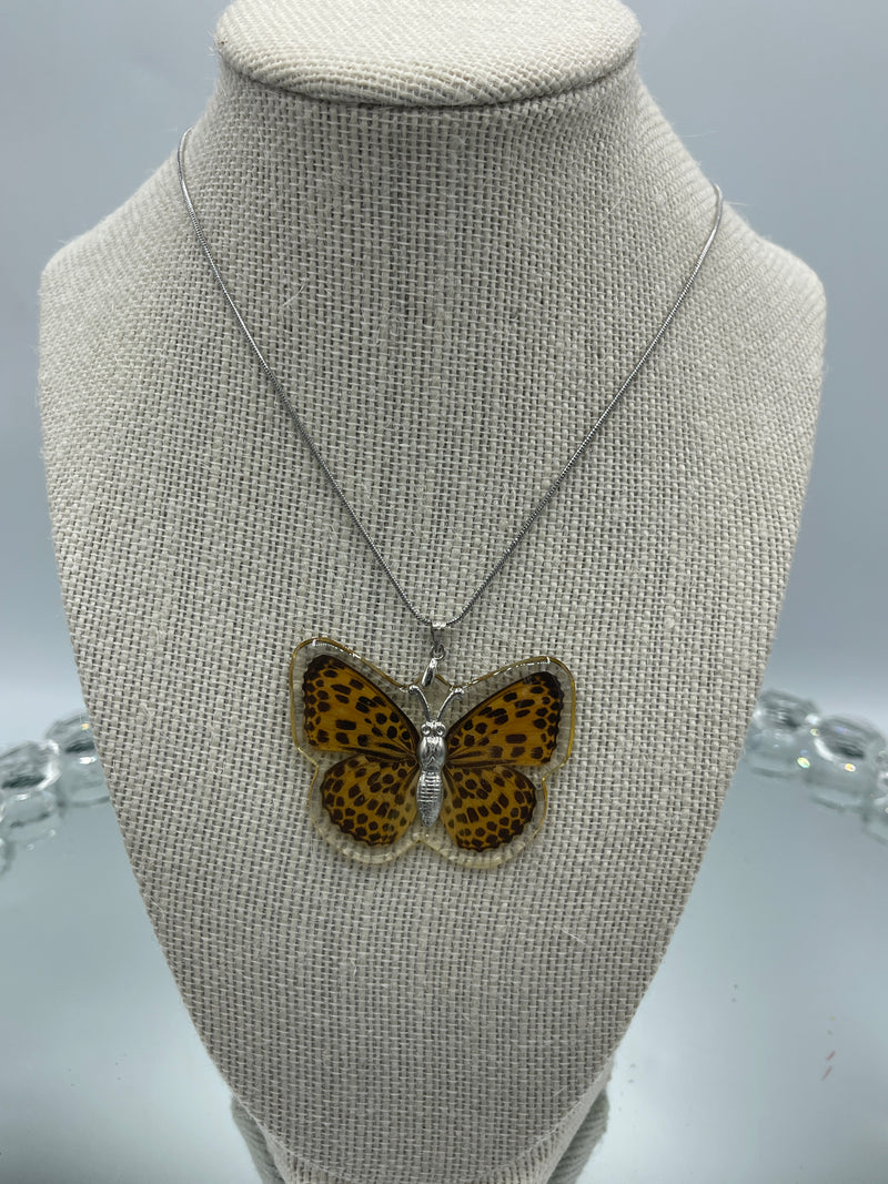 Real Butterfly Necklace & Earrings Encased in Resin (Clearance)