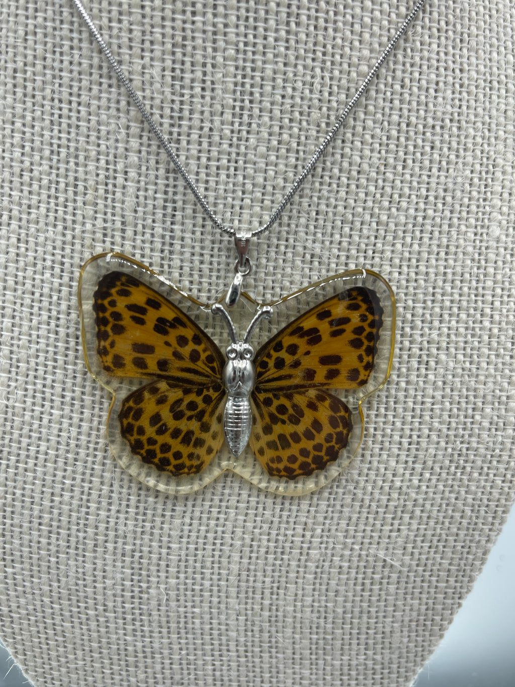 Real Butterfly Necklace & Earrings Encased in Resin (Clearance)