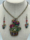 Beautiful Handmade Native Pendent w/ Cactus Earrings (Clearance)