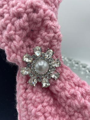 Pink Hand Crocheted Blingy Headband
