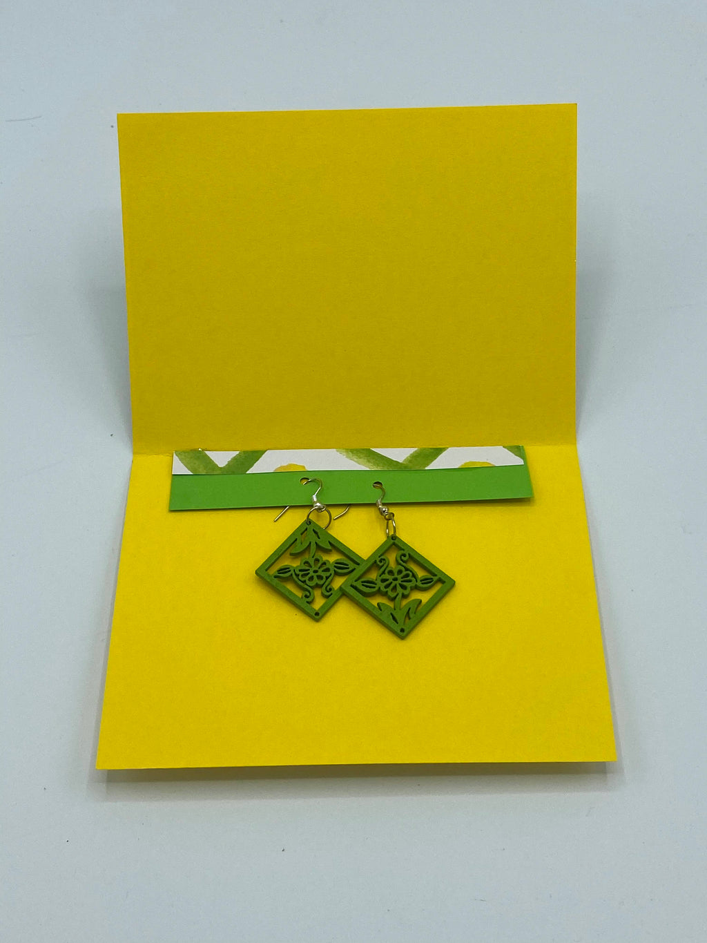 Butterfly Card w/Green Floral Earrings