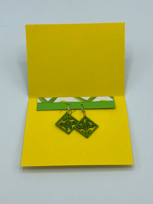 Butterfly Card w/Green Floral Earrings
