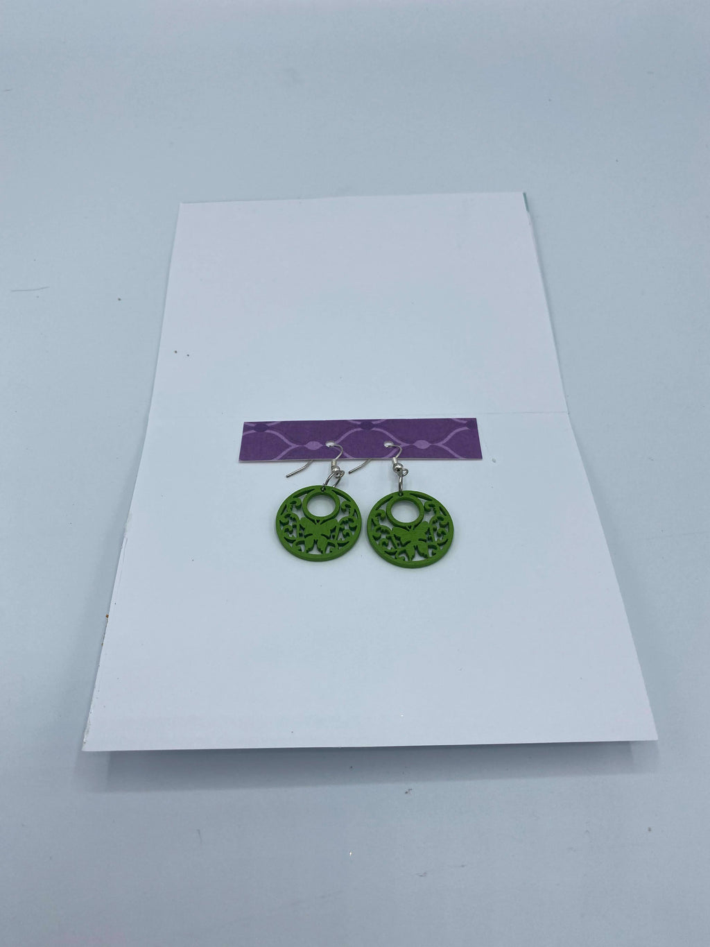 Purple & Lavender Card W/Green Butterfly Earrings