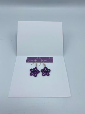 Purple Card w/Purple Floral Earrings