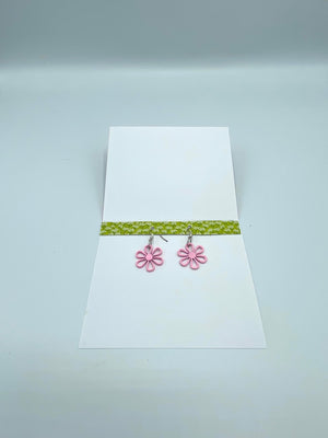 Pink Sparkle Butterfly Card w/ Pink Earrings