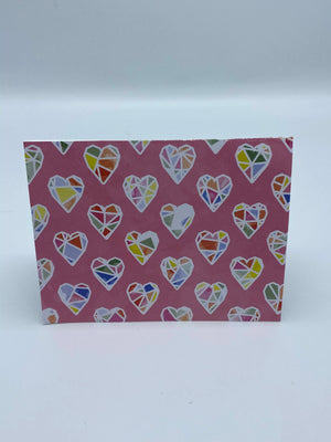 Pink Heart Card w/Red Butterfly Earrings
