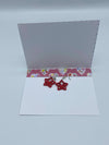 Pink Heart Card w/Red Butterfly Earrings
