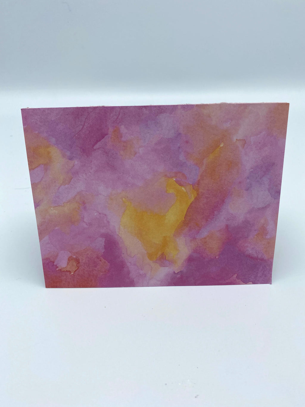 Pink & Yellow Watercolor Card w/Yellow Butterfly Earrings